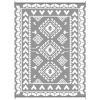 Reversible Outdoor Rug, Waterproof Plastic Straw with Carry Bag, 9' x 12', Gray & White Rhombus Patchwork