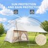 5.72m² Inflatable Camping Tent, Easy Setup 4 Season Windproof Glamping Tent with Mesh Windows & Pump, Outdoor Cotton Tent
