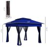 11 x 11 Pop-Up Canopy Gazebo Outdoor Patio Event Tent with Zipper Netting,Carry Bag, UV Protection for Backyard & Garden, Blue