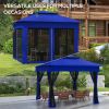 11 x 11 Pop-Up Canopy Gazebo Outdoor Patio Event Tent with Zipper Netting,Carry Bag, UV Protection for Backyard & Garden, Blue