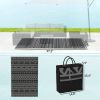 Reversible Outdoor Rug, Waterproof Plastic Straw with Carry Bag, 6' x 9', Black & Gray Geometric Wall