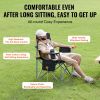 Camping Folding Chair for Adults, Portable Heavy Duty Outdoor Quad Lumbar Back Padded Arm Chairs with Side Pockets