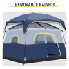 6 Person Outdoor Camping Tent, Waterproof Windproof Easy Setup, Double Layer Family Camping Tent with 1 Mesh Door & 5 Large Mesh Windows, Blue