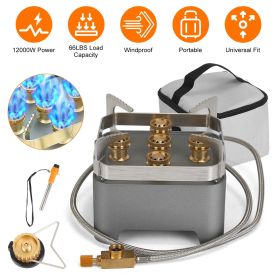 12000W Portable Camping Stove With Cassette Adapter Windproof Outdoor Backpacking Burner with Carrying Case Igniter for Outdoor Hiking Camping Picnic