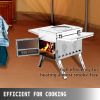Tent Wood Stove 17.5x14.7x10.6 inch, Camping Wood Stove 304 Stainless Steel With Folding Pipe, Portable Wood Stove 95.7 inch Total Height For Camping