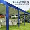 16.5' x 33' Large Party Tent, Heavy Duty Outdoor Canopy Tent with Removable Sidewalls, 10 Windows, Blue
