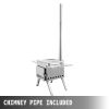 Tent Wood Stove 17.5x14.7x10.6 inch, Camping Wood Stove 304 Stainless Steel With Folding Pipe, Portable Wood Stove 95.7 inch Total Height For Camping