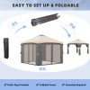 10x10 Pop Up Canopy, Netting, Foldable, Height Adjustable, Wheeled Carry Bag, 4 Sand Bags, Beige