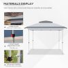 12x12 Pop Up Gazebo Sun Shade Instant Folding with Mesh Sidewall Netting, 3-Level Adjustable Height and Storage Bag, Gray