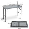 Folding Portable Fish Fillet & Hunting & Cutting Table with Sink Faucet