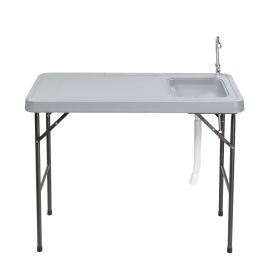 Folding Portable Fish Fillet & Hunting & Cutting Table with Sink Faucet