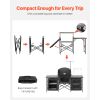 Camping Kitchen Table, Outdoor Camp Cooking Table, Aluminum Portable Cook Station with 3 Storage Cupboard, Carrying Bag, Detachable Windscreen