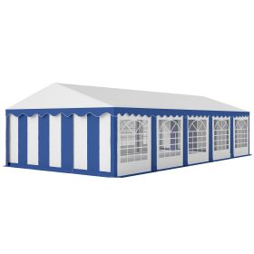 16.5' x 33' Large Party Tent, Heavy Duty Outdoor Canopy Tent with Removable Sidewalls, 10 Windows, Blue