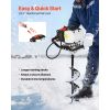 Gas Powered Ice Auger, 52CC 2-Stroke Ice Fishing Augers with 8" Steel Drill Bit, Cold-Resistant & Portable Post Hole Digger
