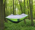 Double Camping Hammock with Mosquito Net Nylon Fabric Hammock for Beach, Traveling, Hiking, Mountain, Adventure, Outdoor Jungle
