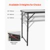 Camping Kitchen Table, Folding Outdoor Cooking Table, 3 Adjustable Heights, Aluminum Lightweight Portable Cook Station with Storage Organizer