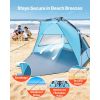 Beach Tent Sun Shelter for 4 Person, Pop Up Beach Tent UPF 50+ Protection, Portable Sun Shade Canopy with Carrying Bag and Sand Pockets