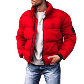 Coat Stand-up Collar Downcotton-padded Jacket Thickened Men's Cotton Jacket (Option: Wine Red-S)