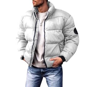 Coat Stand-up Collar Downcotton-padded Jacket Thickened Men's Cotton Jacket (Option: Grey-5XL)