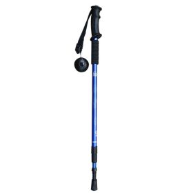 Multifunctional 3-Section Straight Handle Trekking Pole (Color: Blue, Type: Walking Sticks)