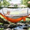 Camping Hammock with Mosquito Net 3-in-1 Portable Hammock Tent with Built-In Mosquito Net Dual-Way Zippers 440lbs Capacity Attached Storage Pocket for