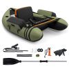 Inflatable Fishing Float Tube with Pump Storage Pockets and Fish Ruler