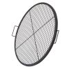 X-Marks Fire Pit Grill Grate, Round Cooking Grate, Heavy Duty Steel Campfire BBQ Grill Grid with Handle and Support X Wire