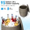 Rattan Cool Bar 4-in-1 Cocktail Table Side Table for Outdoor Patio