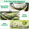 Camping Hammock with Mosquito Net 3-in-1 Portable Hammock Tent with Built-In Mosquito Net Dual-Way Zippers 440lbs Capacity Attached Storage Pocket for