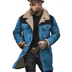 Suede Multicolor Jacket Multi-pocket Zipper (Option: Blue-2XL)
