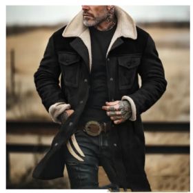 Suede Multicolor Jacket Multi-pocket Zipper (Option: Black1-XL)