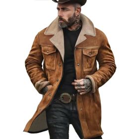 Suede Multicolor Jacket Multi-pocket Zipper (Option: Ginger yellow pure color-XL)