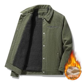 Winter Slim Retro Lapels Thick Corduroy Jacket (Option: Army Green-XXXL)